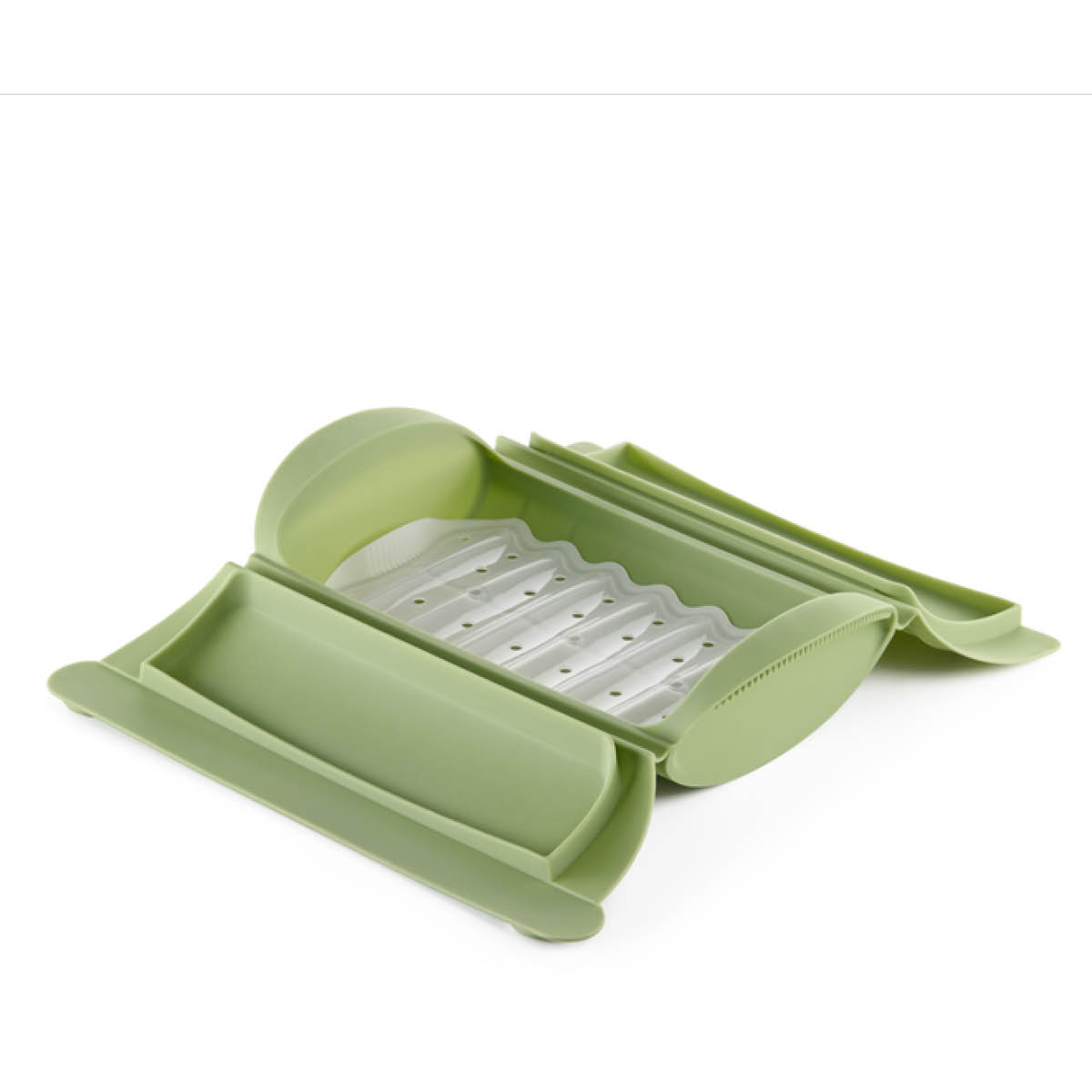 Lékué Ångkokare med bricka för mikrovågsugn 2 port. grön