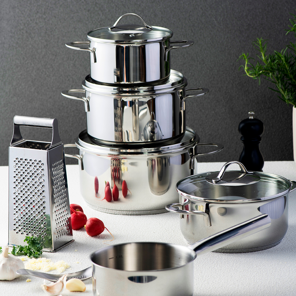 Modern House Steel grytesett 9 deler inkl lokk