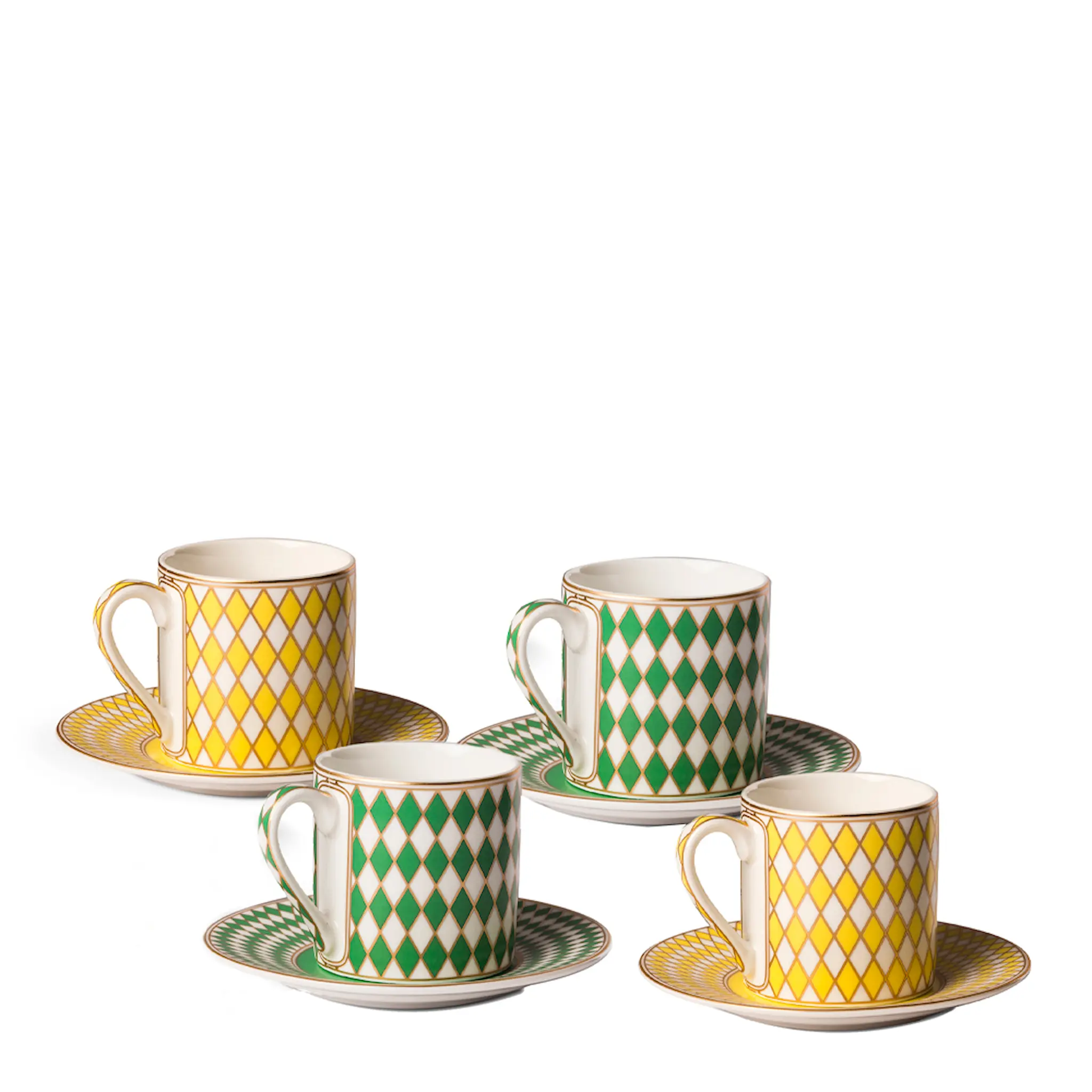 Pols Potten Chess Espresskopp med Fat 4-pack 10 cl