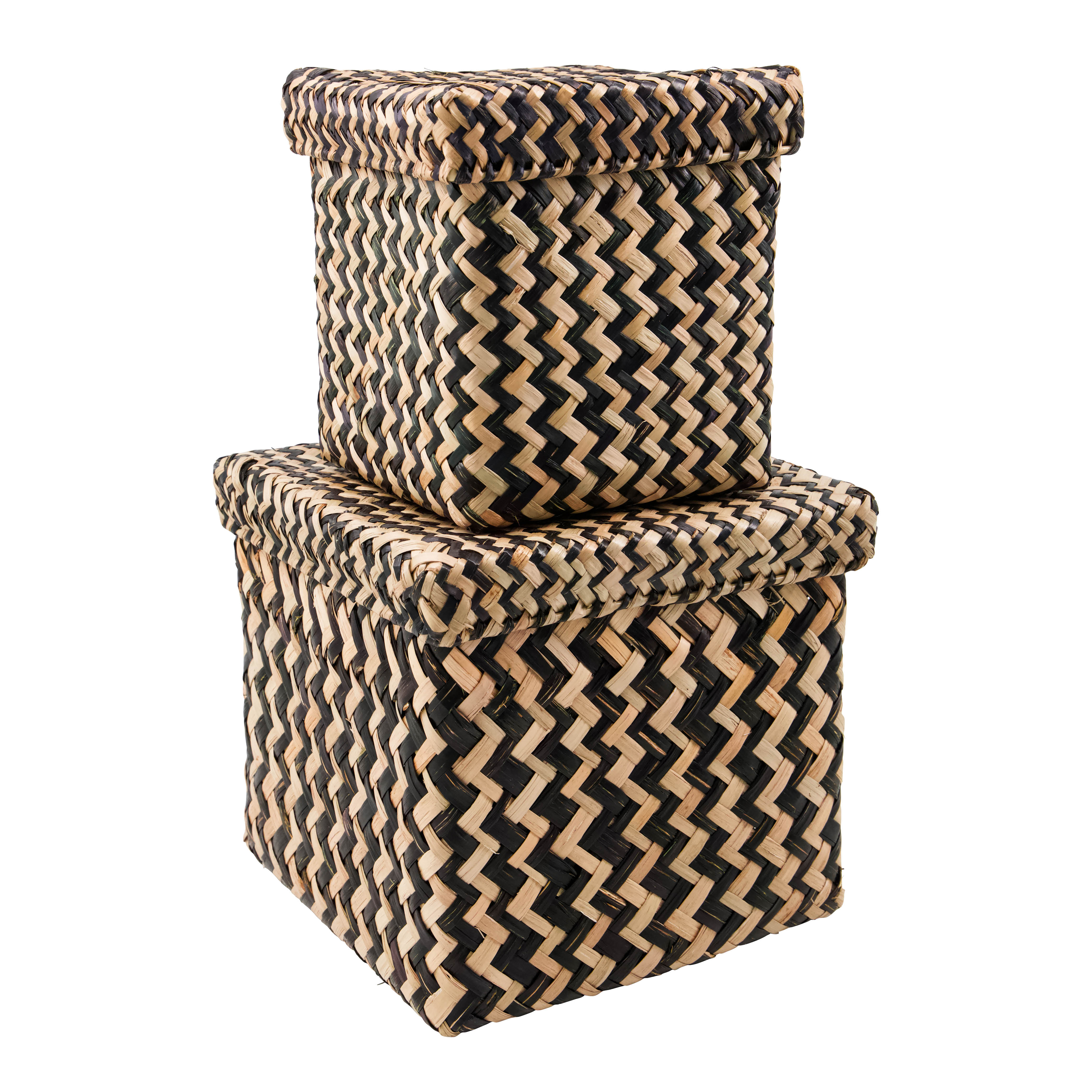 House Doctor Ollie oppbevaringsboks 2 deler 15x15 + 20x20 cm svart/natur