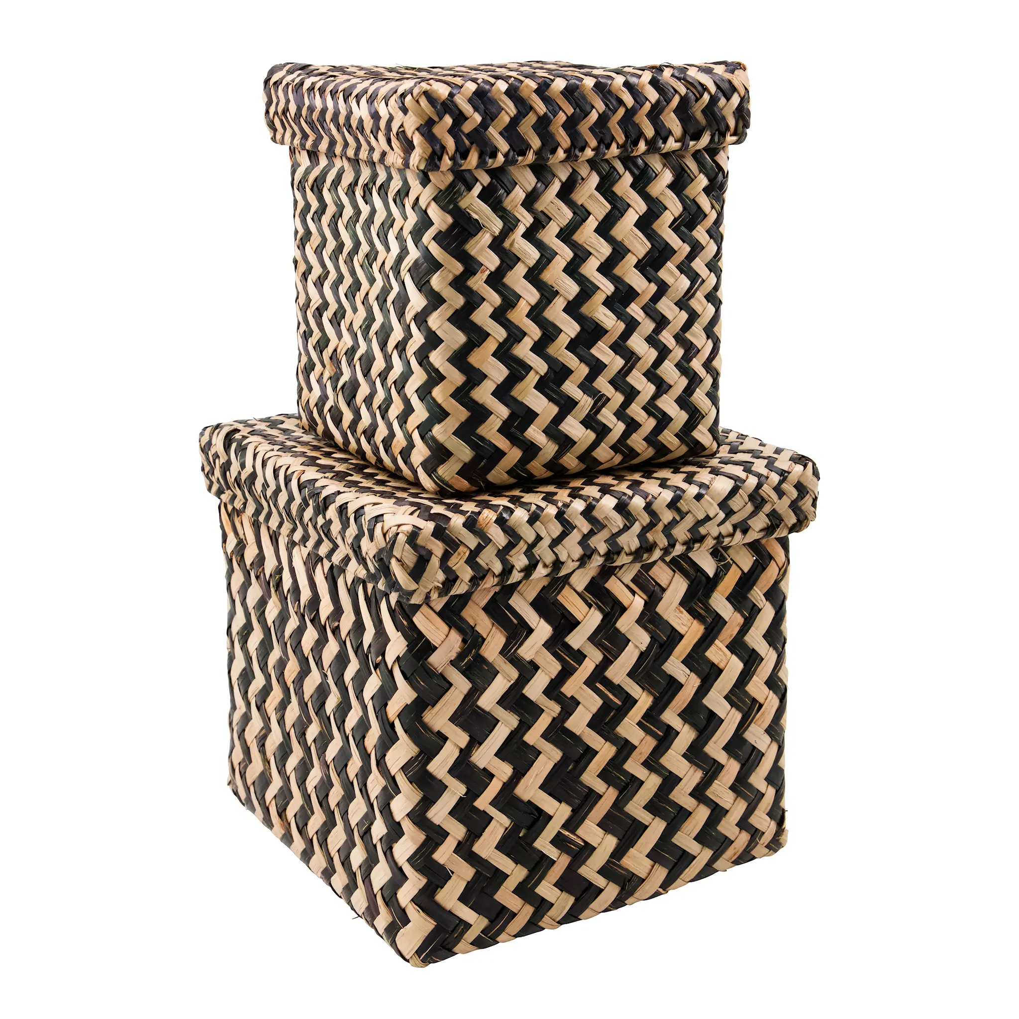 House Doctor Ollie oppbevaringsboks 2 deler 15x15 + 20x20 cm svart/natur