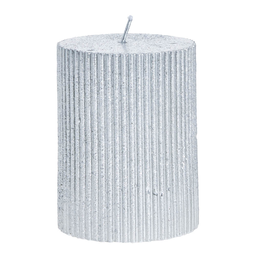 Lene Bjerre Lissia blockljus räfflad 10 cm silver