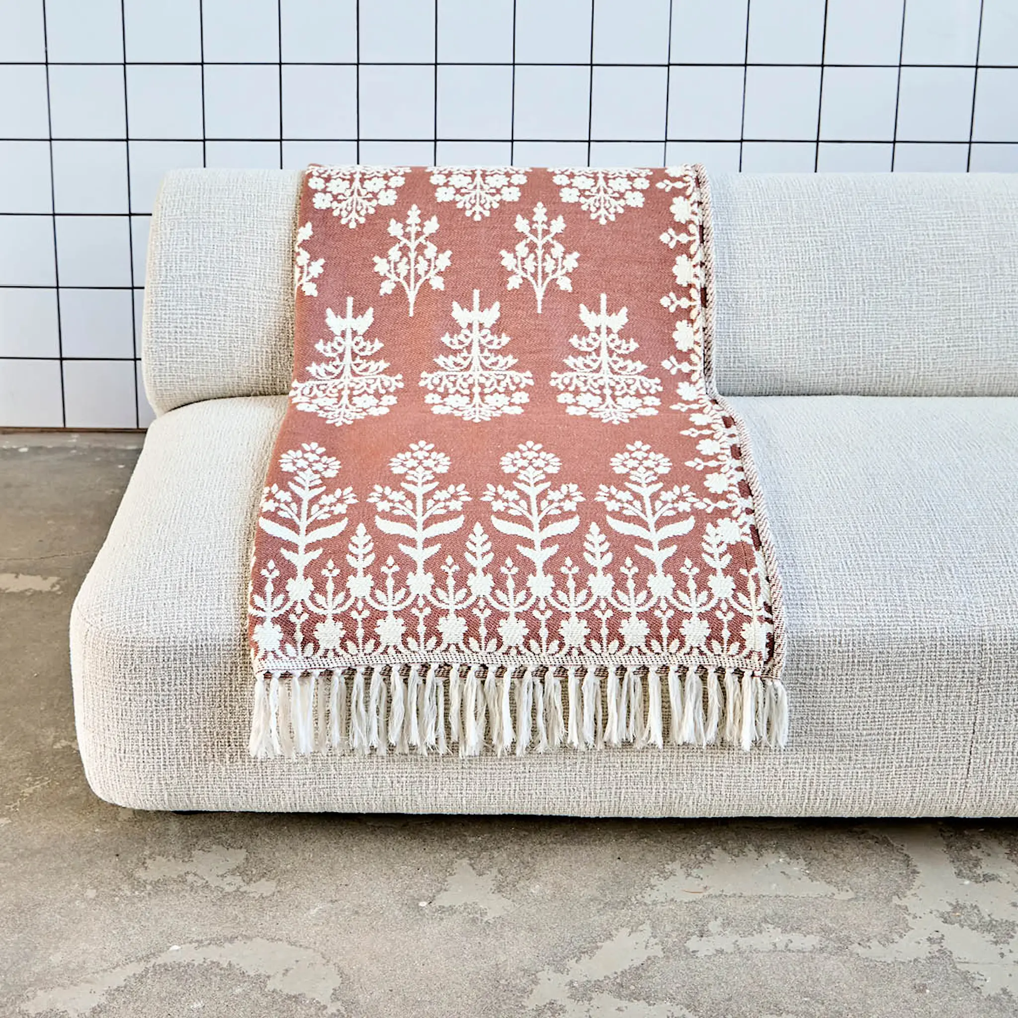 House Doctor Mazzo pläd i bomull 200x150 cm brun