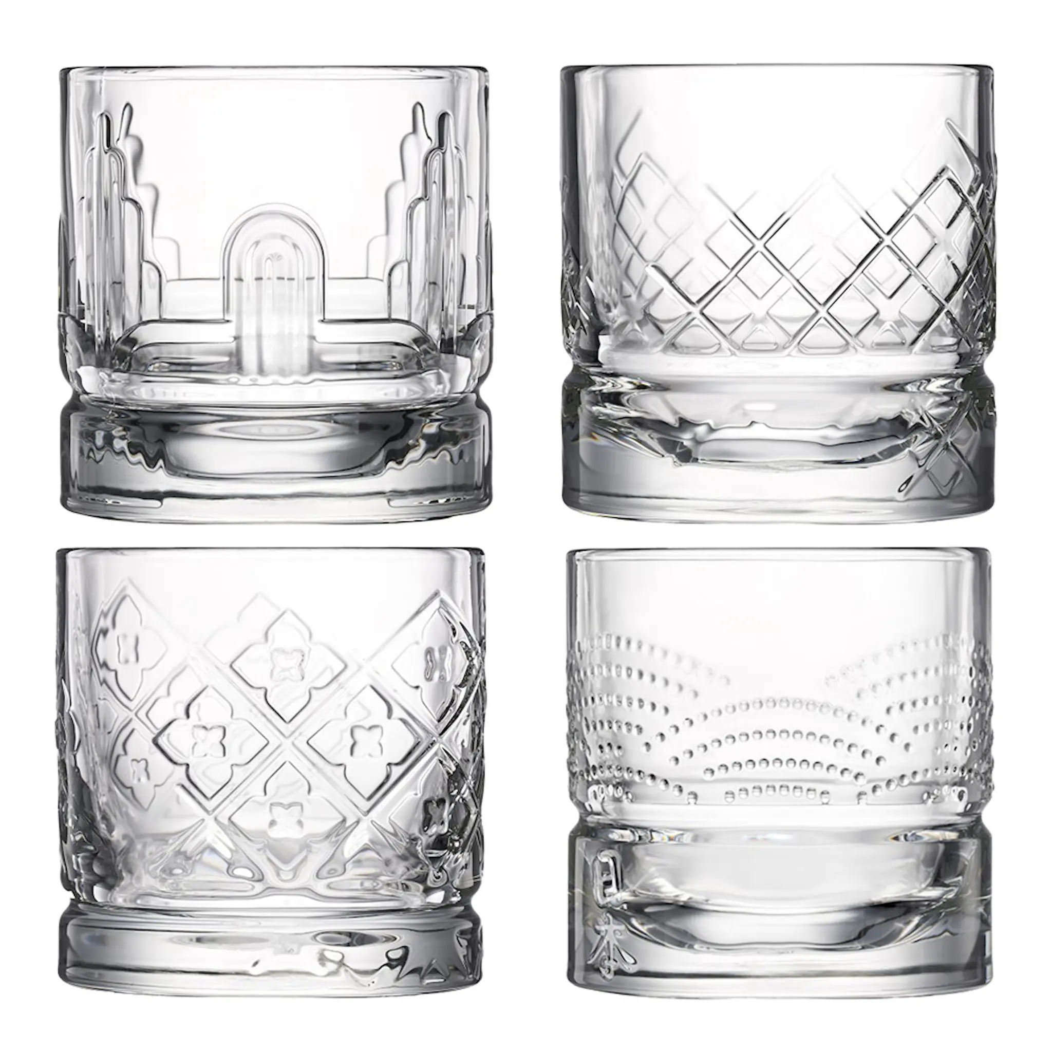 La Rochère Dandy Whiskeyglas 30 cl 4-pack Assorterade Motiv