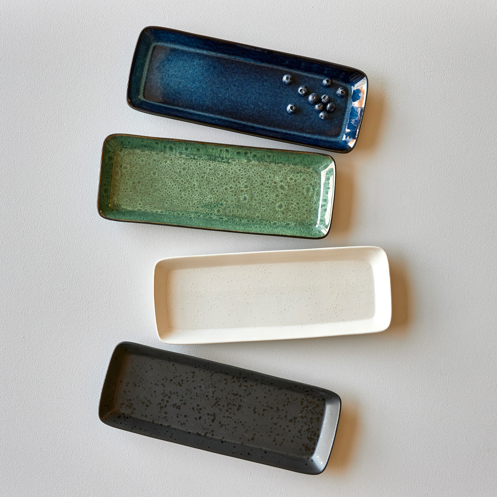 Bitz Serveringsfat rektangulært 39x14 cm grønn/svart