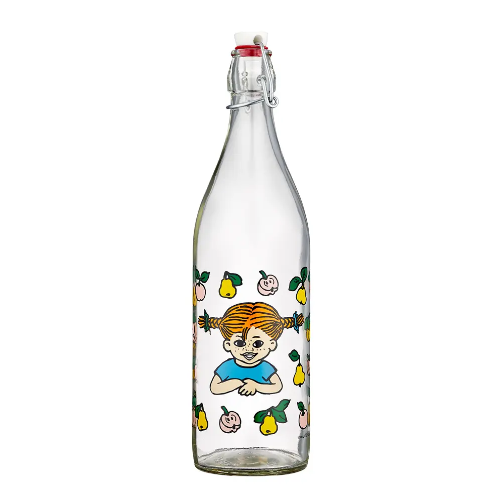 Peppi Pitkätossu Lasipullo hedelmät 1 L Kirkas