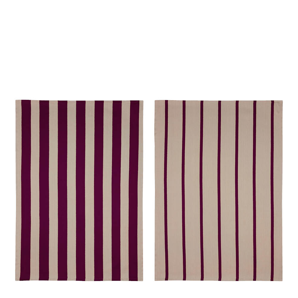 Mette Ditmer Stripes kökshandduk 70x50 cm 2-pack vinröd