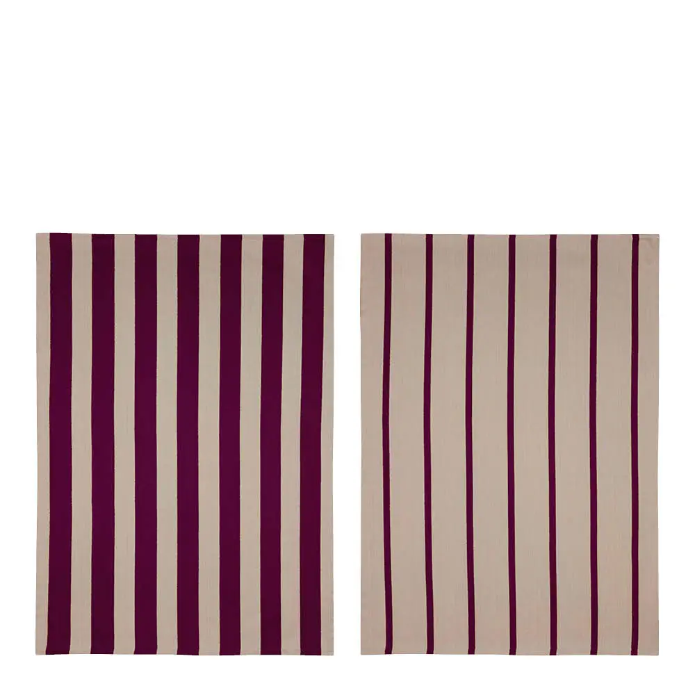 Stripes kjøkkenhåndkle 70x50 cm 2 stk vinrød