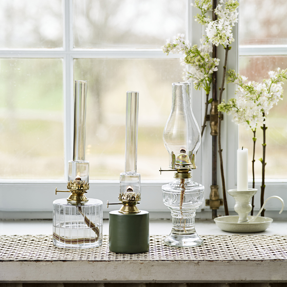 Strömshaga Parafinlampe rett stor glass klar