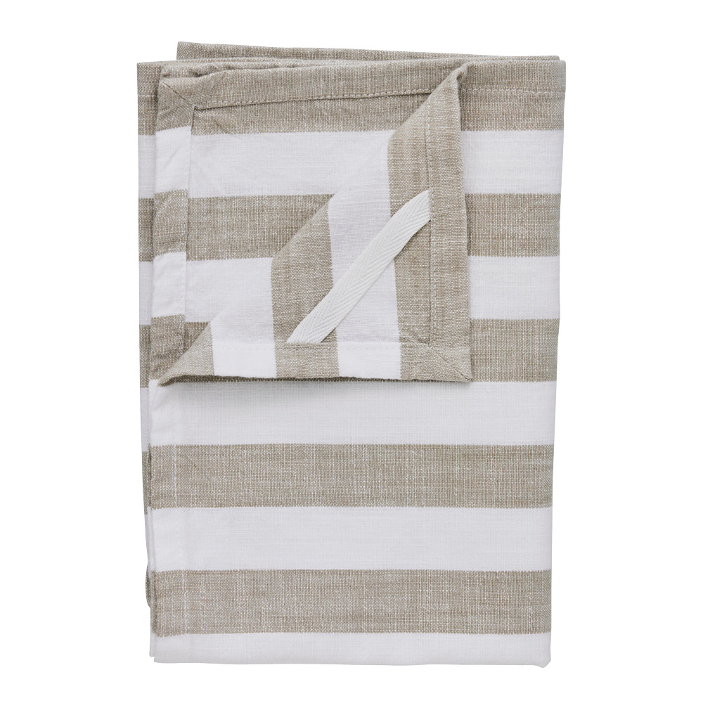 Lene Bjerre Olivia kjøkkenhåndkle 70x50 cm brede striper hvit/sand