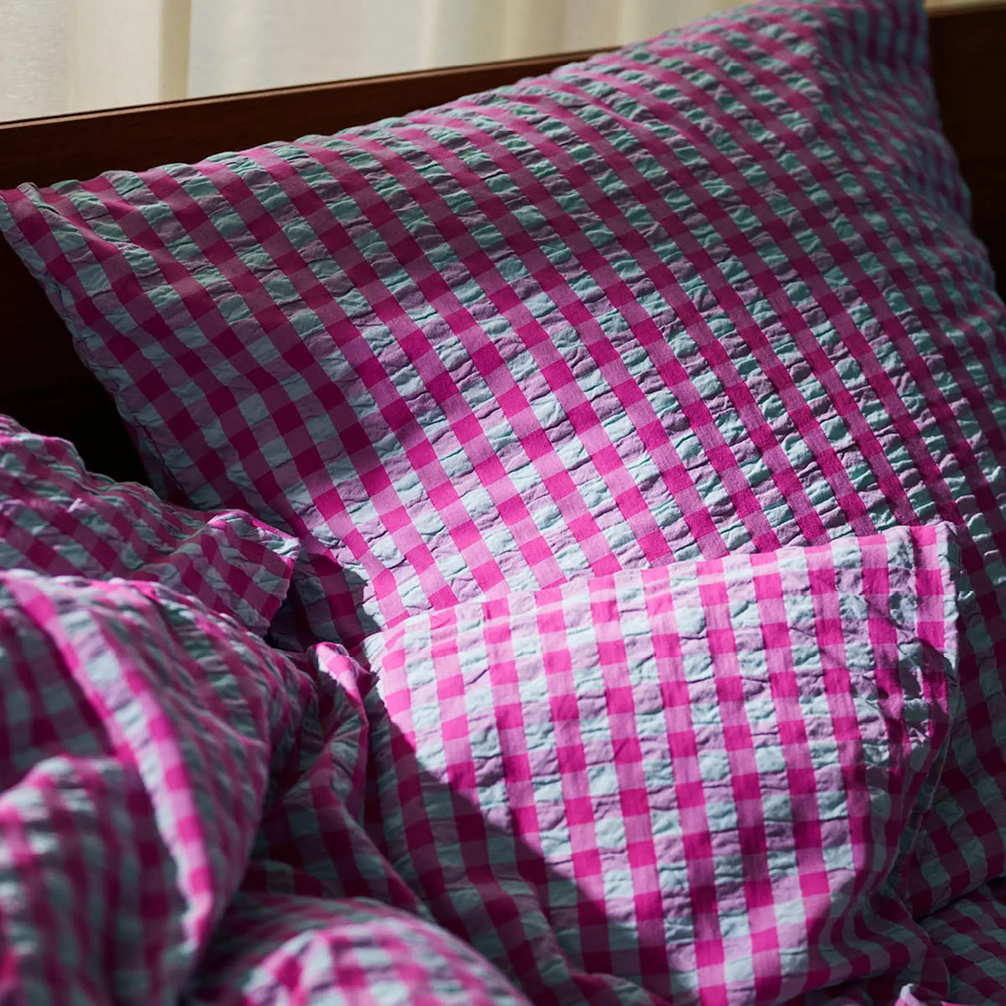 Juna Bæk&Bølge påslakanset 150x210 cm fuchsia/mint