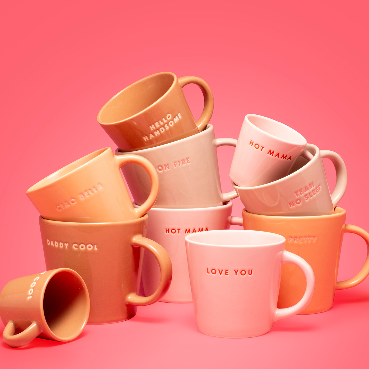 Vondels Classic Cups mugg 35 cl TOO PRETTY orange