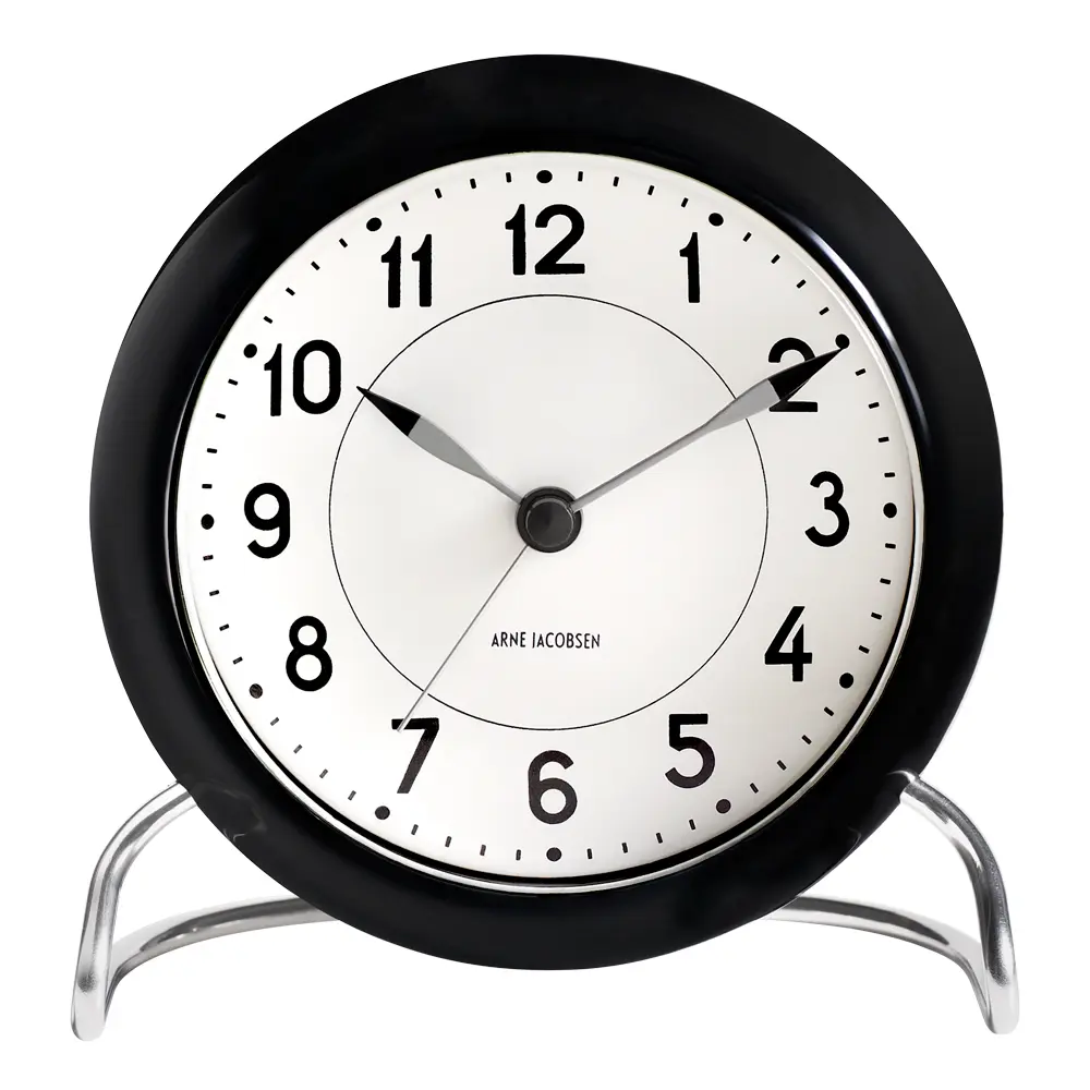 Station Pöytäkello 11 cm Musta/Kromi