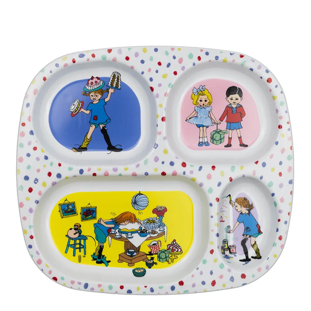 Pippi tallerken med 4 rom Bursdag