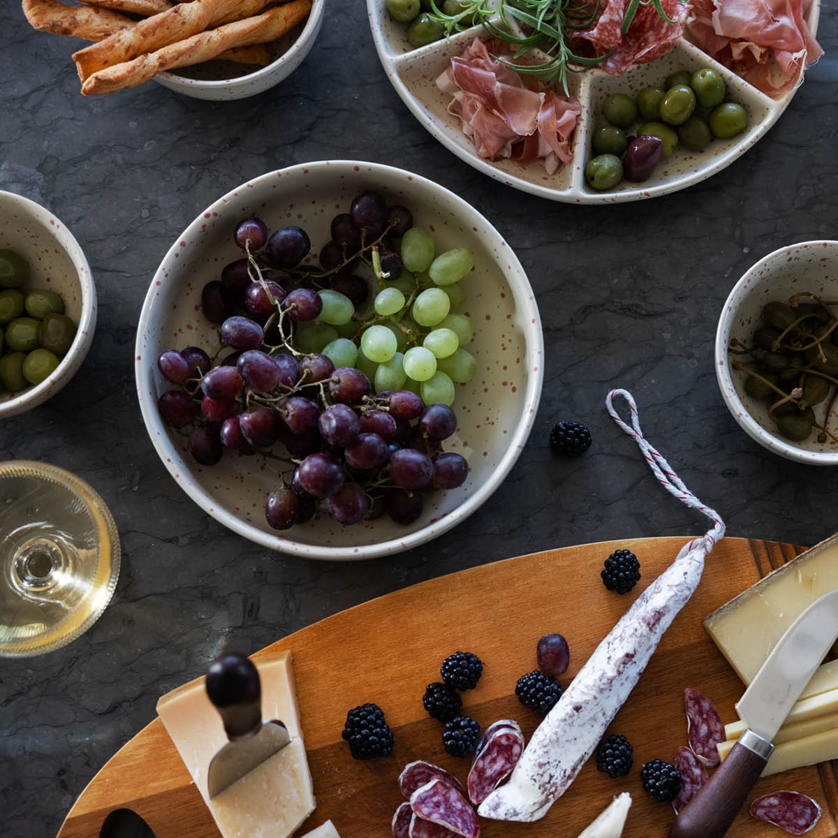 Sagaform Ditte serveringsskål 21x7 cm beige/burgunder