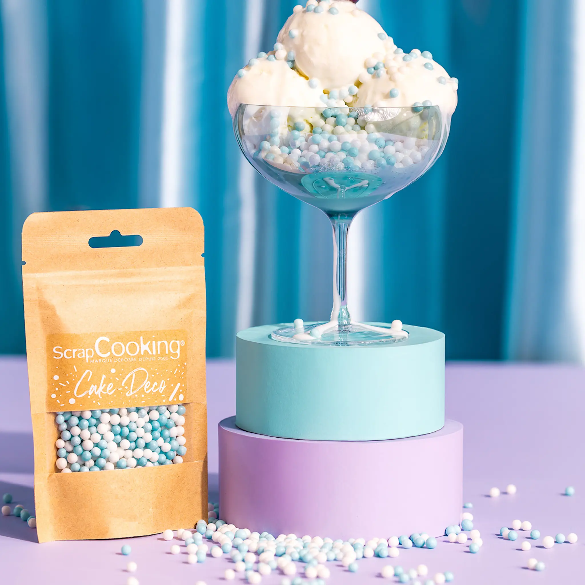 ScrapCooking Strössel små kulor 55 g blå/vit