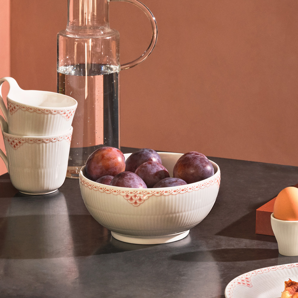 Royal Copenhagen Coral Lace Skål 110 cl Korall/Vit