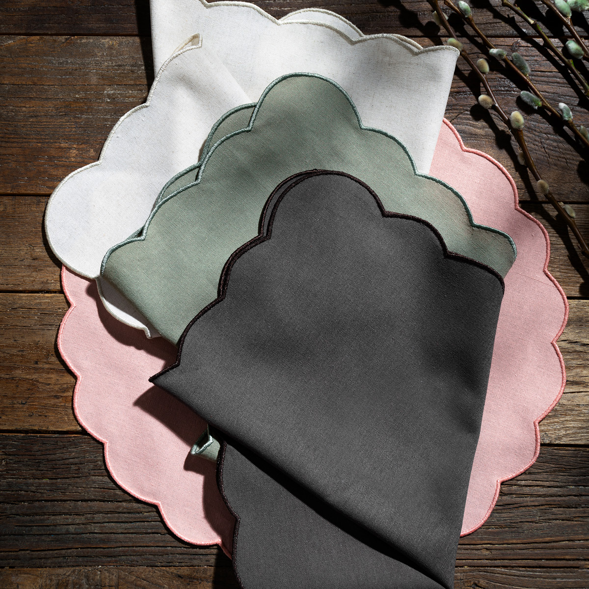 Ziczac Scallopped Pöytätabletti 36 cm 2 kpl Vaaleanpunainen