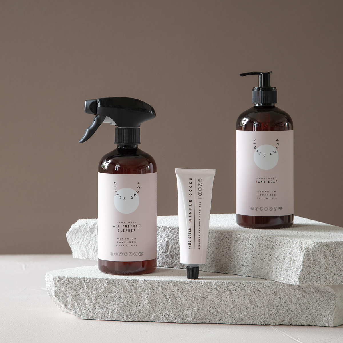 Simple Goods Geranium håndsåpe 450 ml pumpeflaske lys rosa