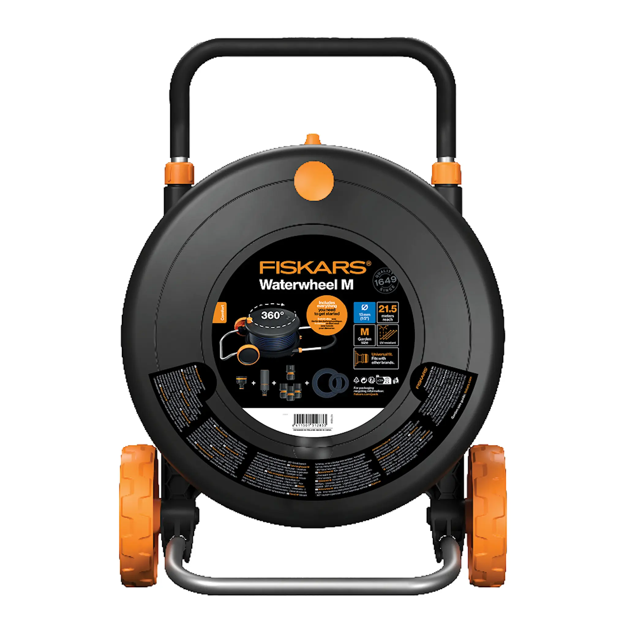 Fiskars Comfort slangvinda med slang 13 mm 20m svart/orange