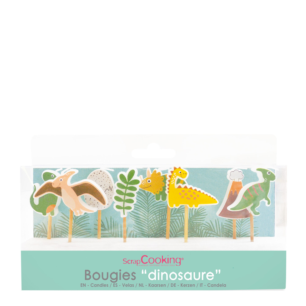 ScrapCooking Tårtljus dinosaurie 8-pack grön/gul/orange