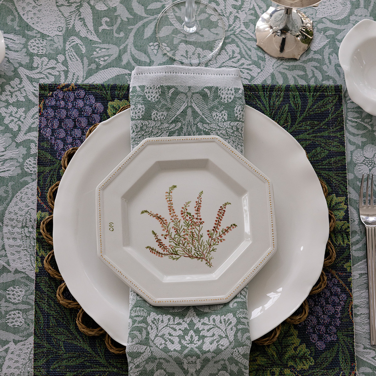 Ekelund Strawberry Thief serviett/småduk 35x35 cm grønn