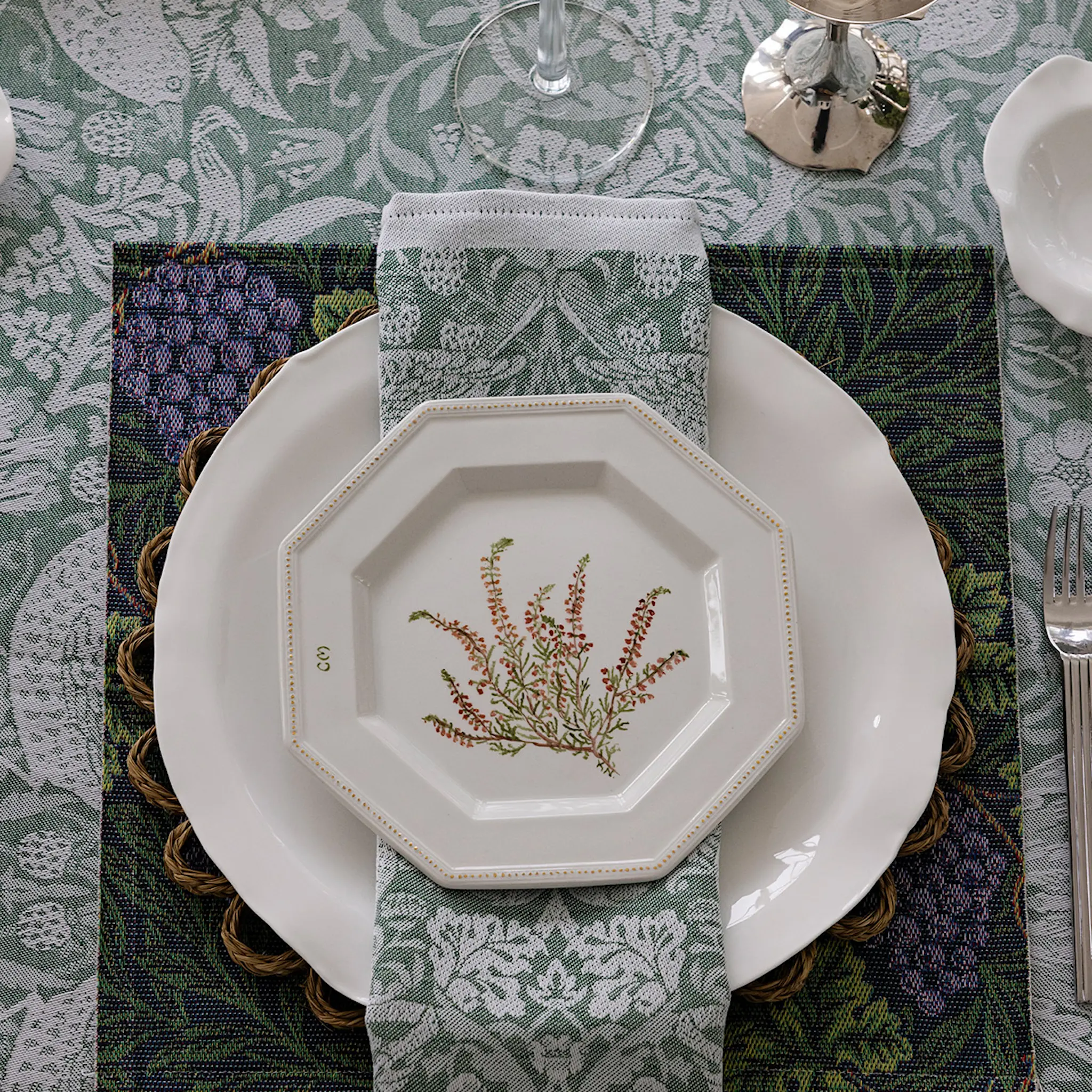 Ekelund Strawberry Thief Lautasliina 35x35 cm Vihreä