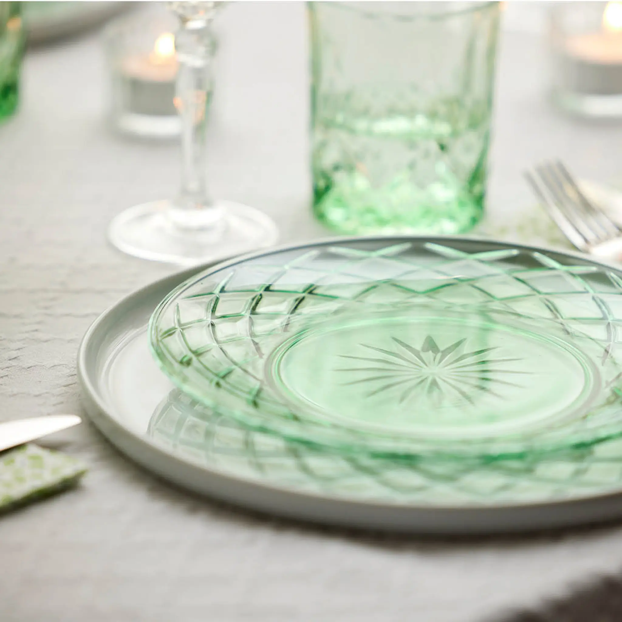 Lyngby Glas Sorrento Tallrik 21 cm 4-pack Grön