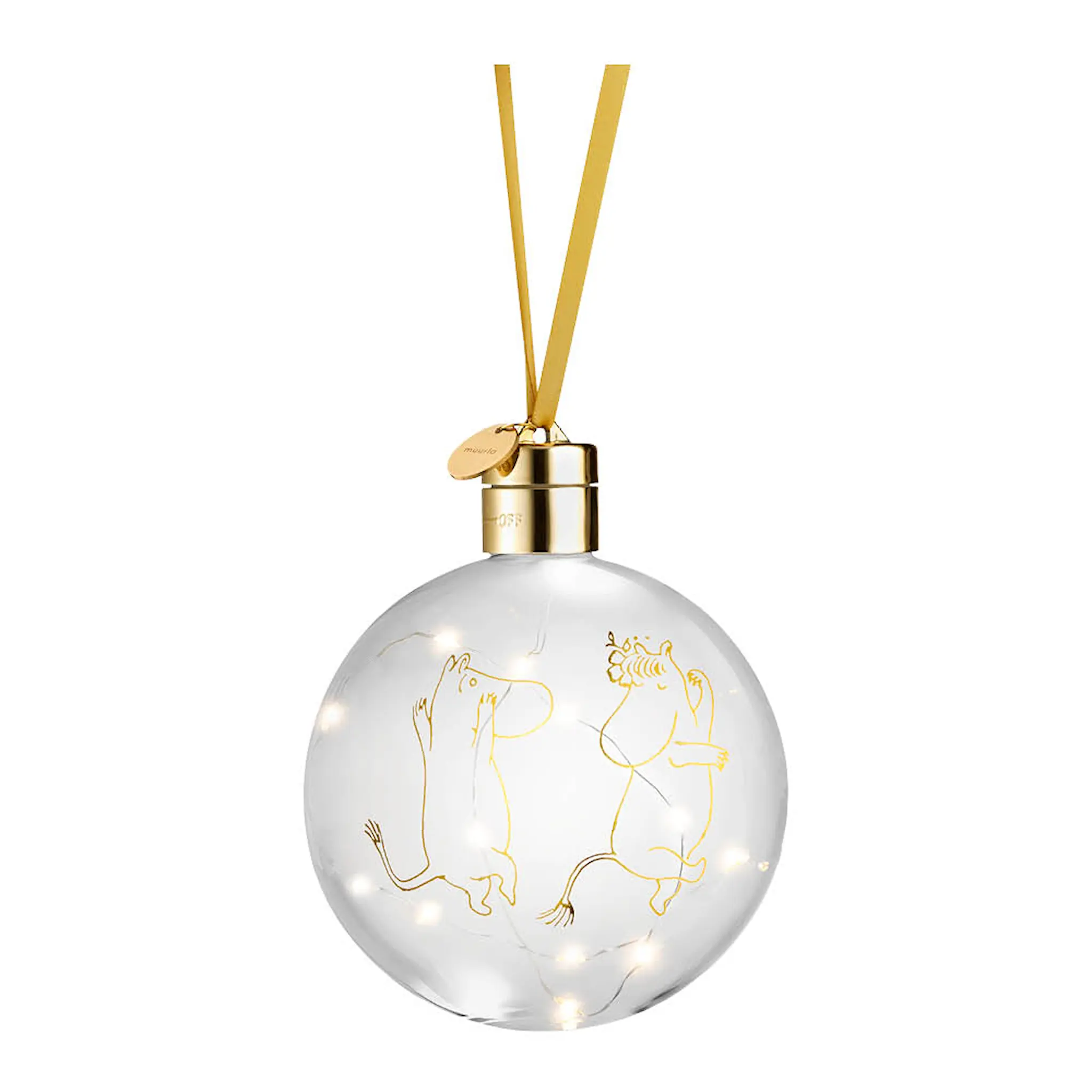 Muurla Mumin julkula med LED ljus 11 cm Mumin 80 år guld