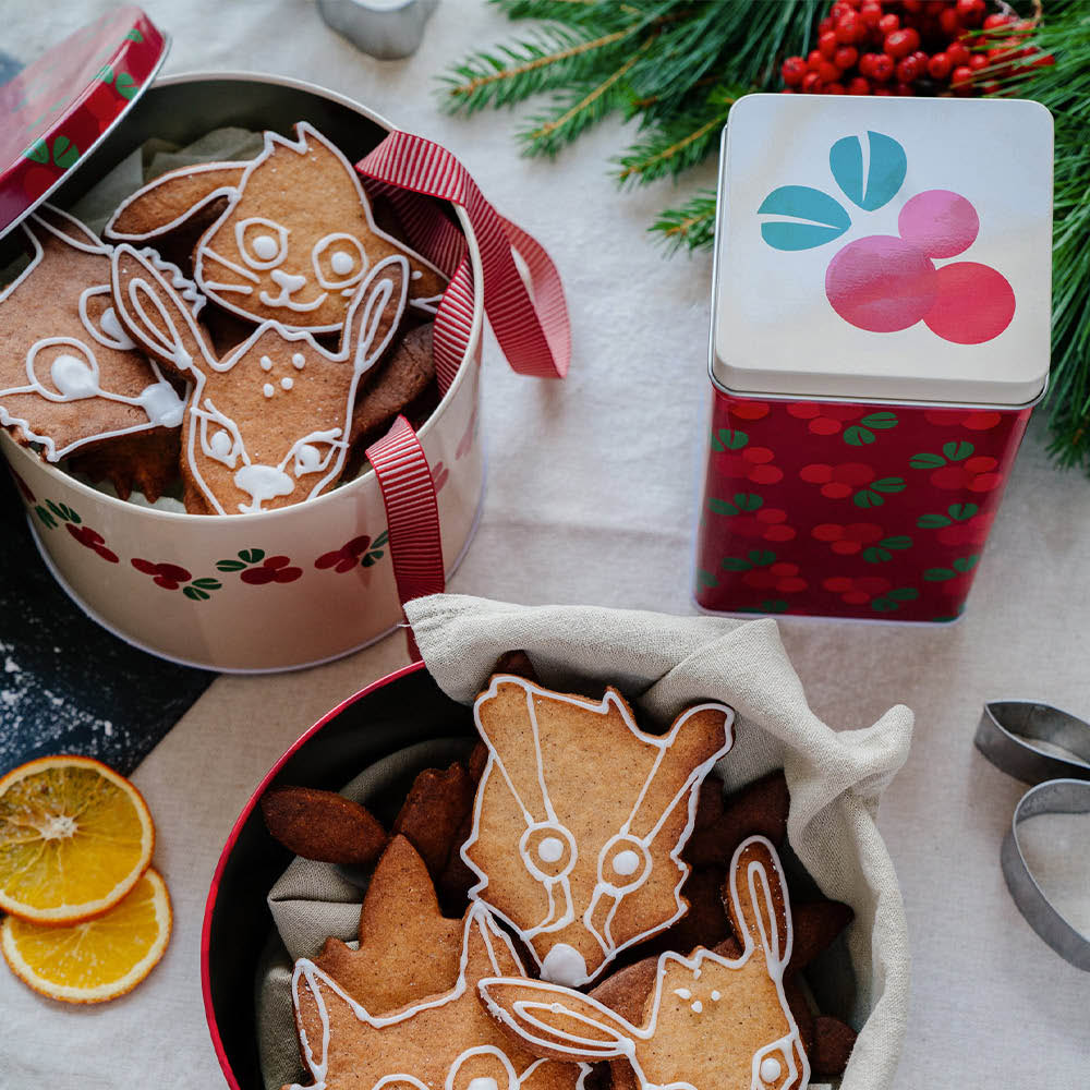 Blafre Lingon plåtburk hög 10x10x16 cm röd