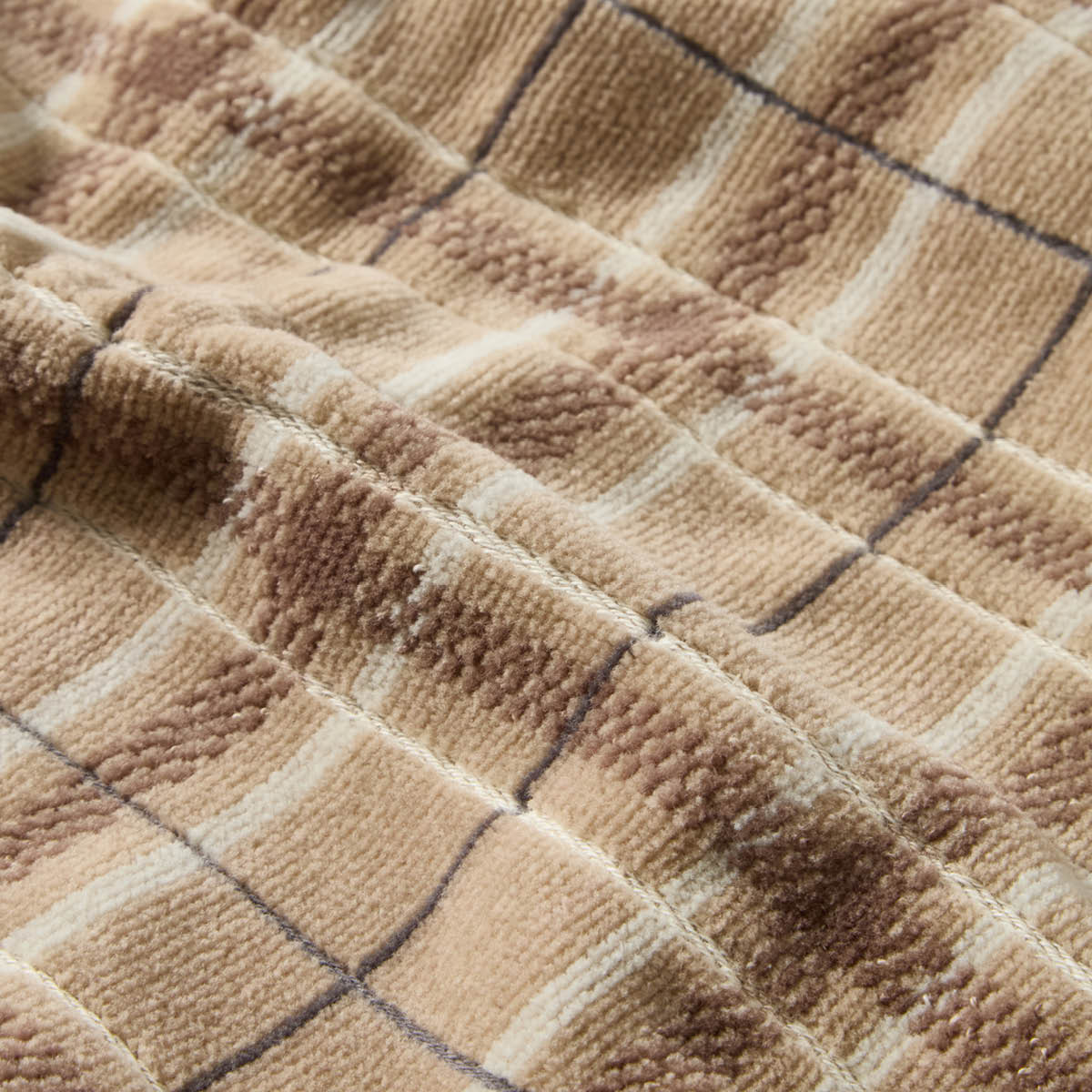 Lexington Handduk velour 50x70 cm 2-pack rutig beige/grå/ljusbeige