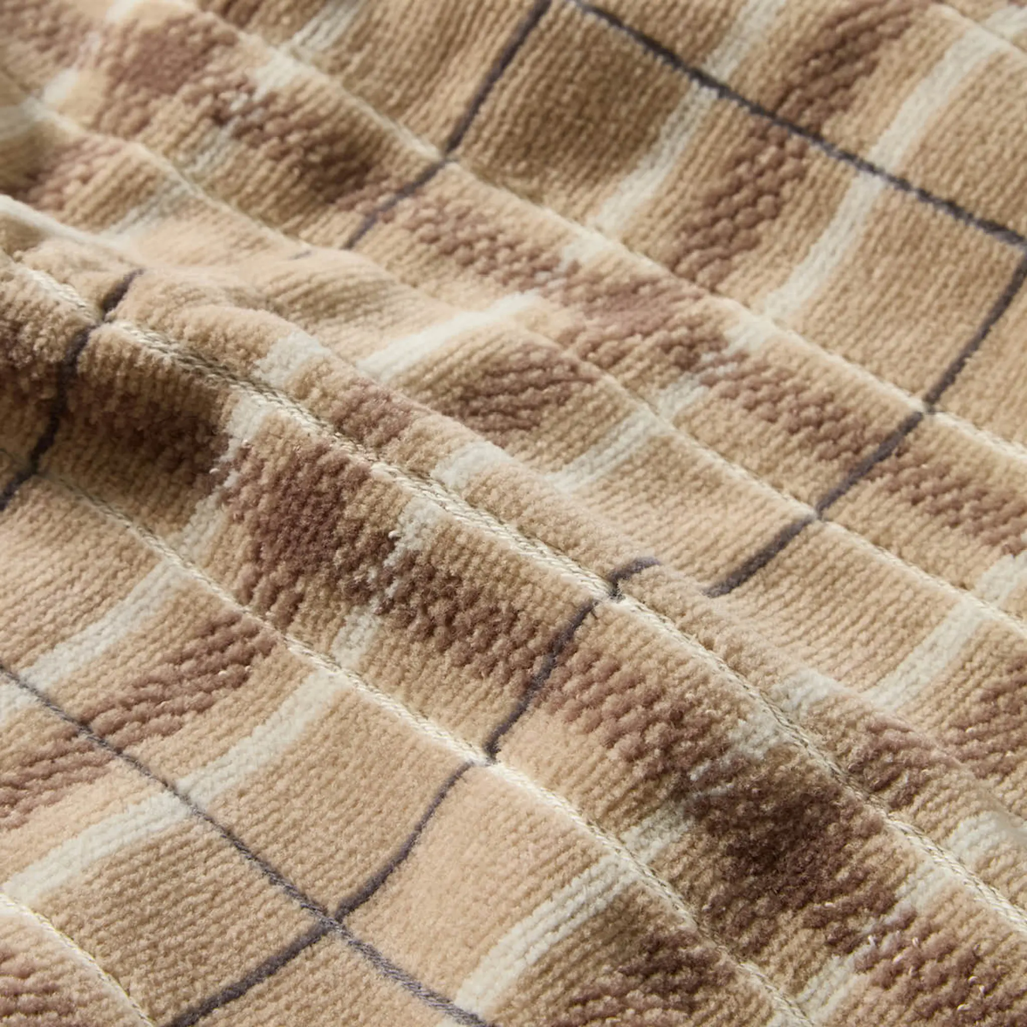 Lexington Handduk velour 50x70 cm 2-pack rutig beige/grå/ljusbeige