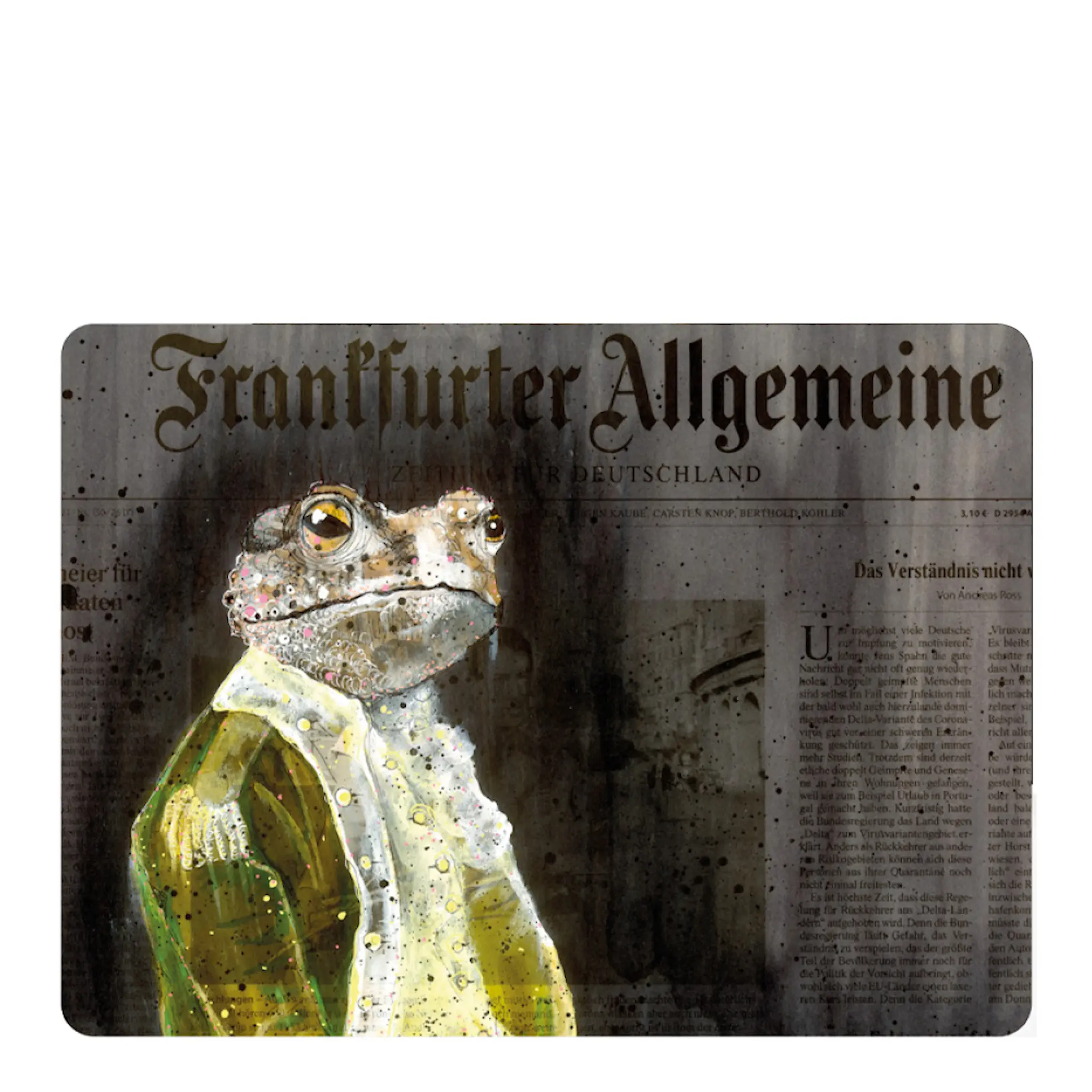 LISA TÖRNER ART Bordstablett Frogs of Wall Street 30x40 cm Svart