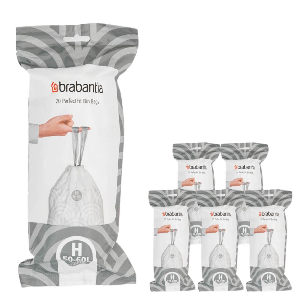 Brabantia - PerfectFit Jätepussi 50-60 L 120 kpl Kod H Valkoinen