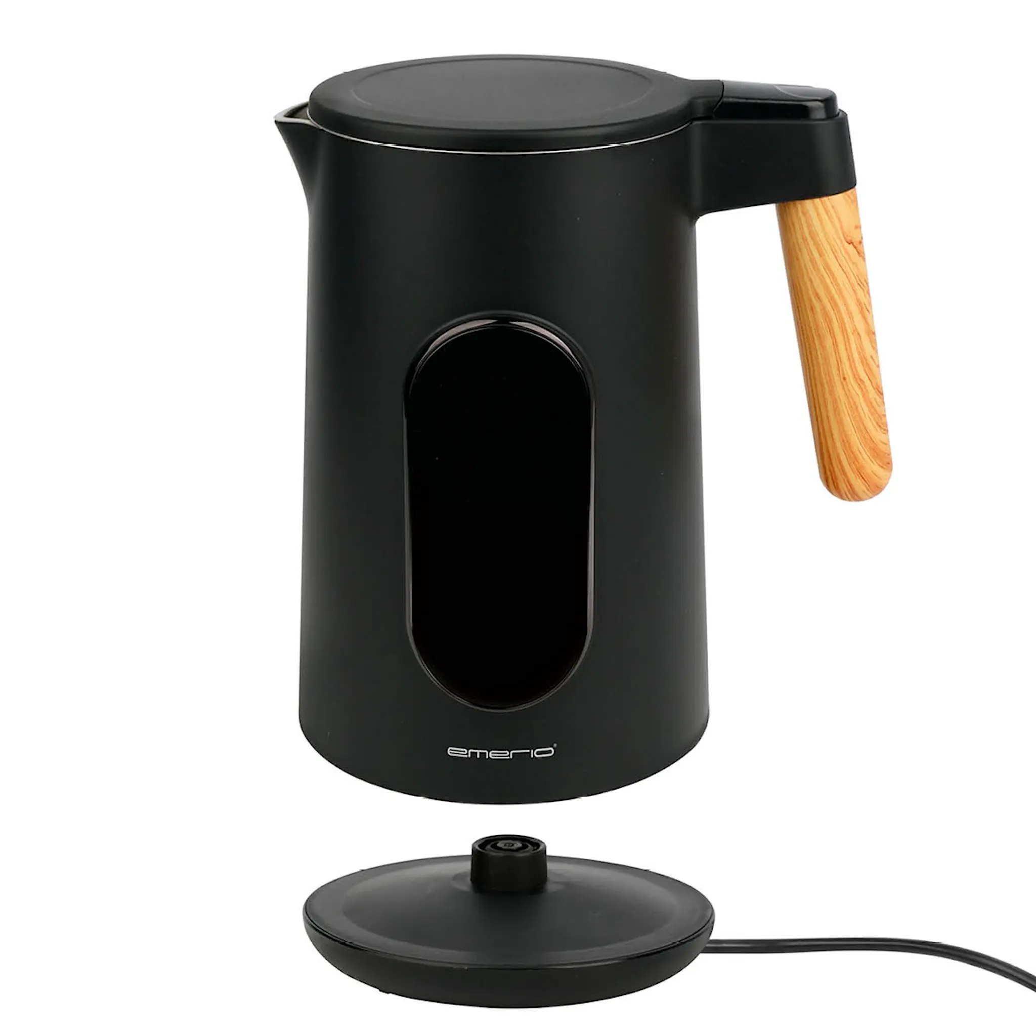 EMERIO Vannkoker digital 1,7L svart/tre hover