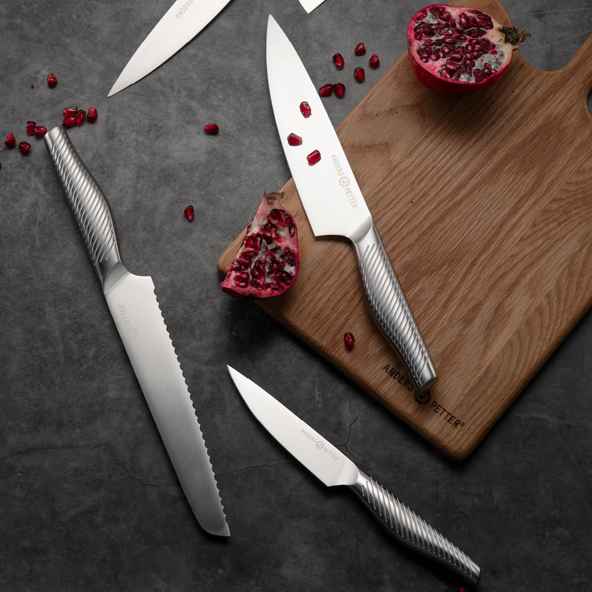 Anders Petter Grønnsakskniv 23 cm børstet stål