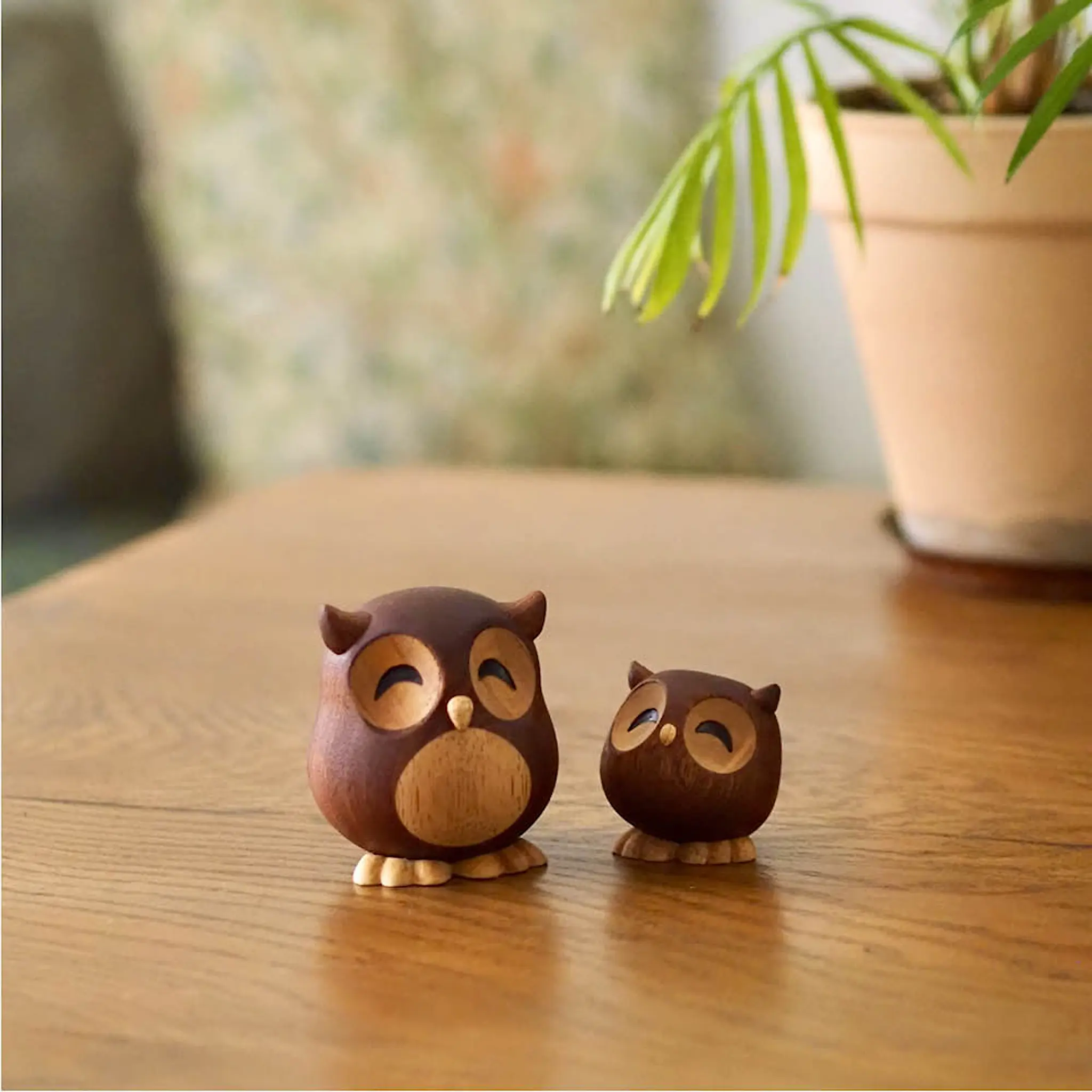 FableWood Villum uggla träfigur 8 cm gummiträ/sapele