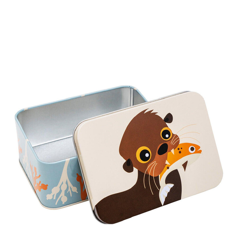 Blafre Utter matlåda / förvaringslåda plåt 10x14 cm beige/blå