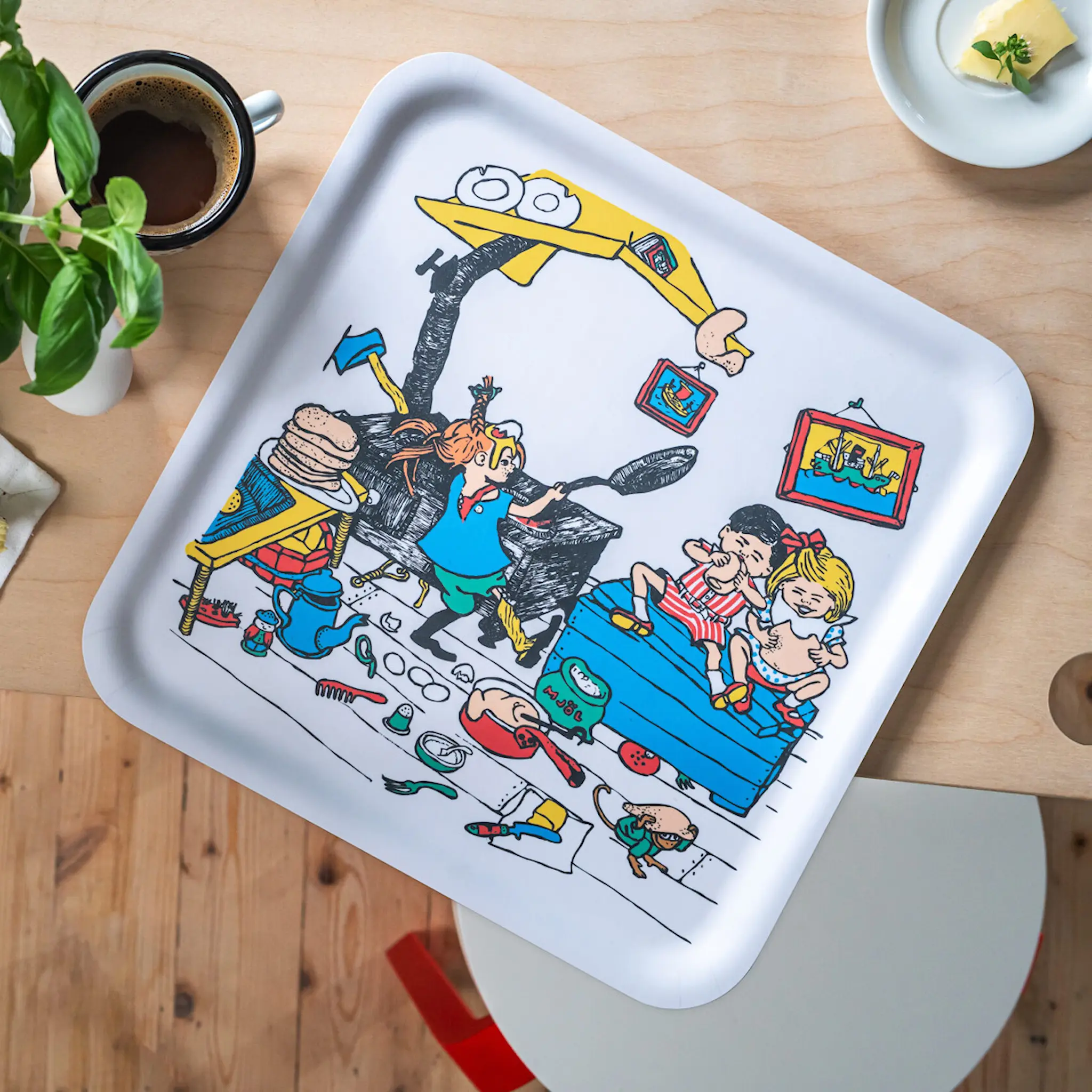 Muurla Pippi bricka 33x33 cm pannkakor