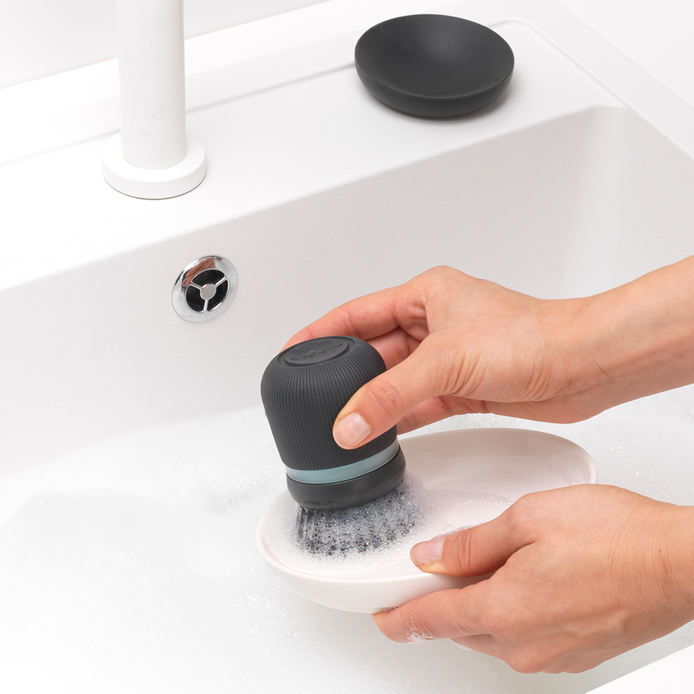 Brabantia SinkSide oppvaskbørste med såpedispenser mørk grå