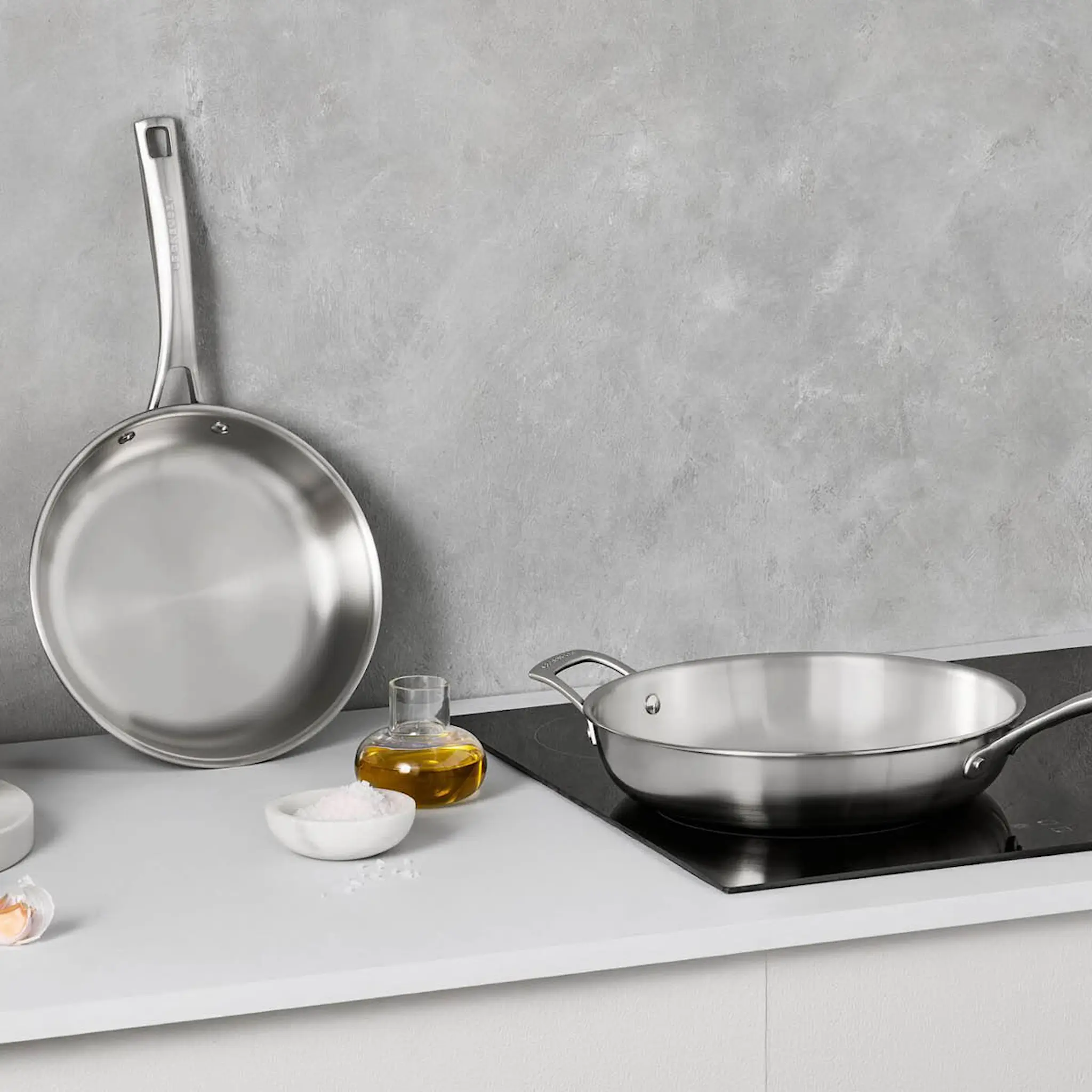 Le Creuset Essential 3-ply stekpanna 2 delar 24+28 cm stål/utan beläggning