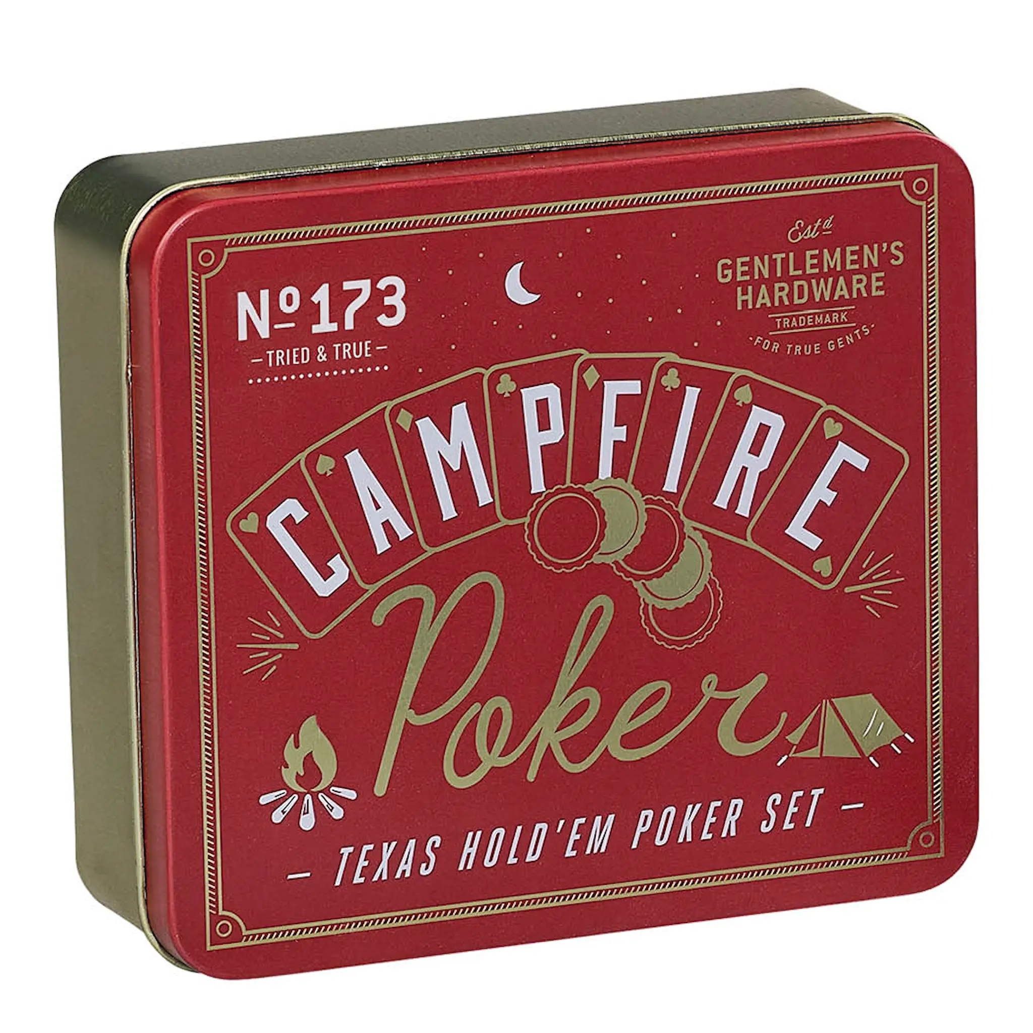 Gentlemen's Hardware Campfire pokerset i etui röd