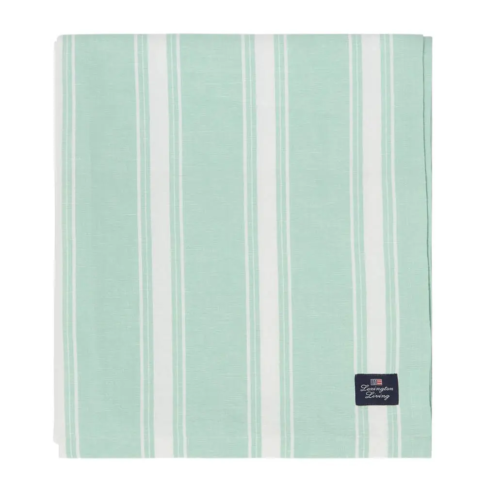 Duk lin/bomull 150x250 cm grønn/hvit stripete