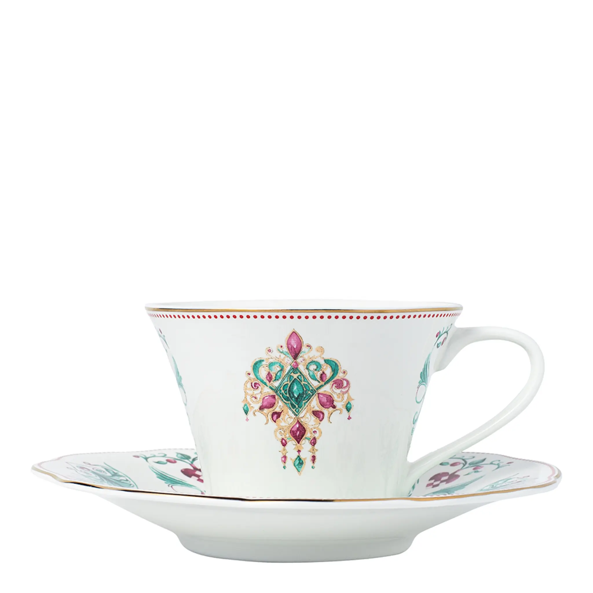 Magnor Lucia Muki ja aluslautanen 15 cl Valkoinen/Punainen/Vihreä