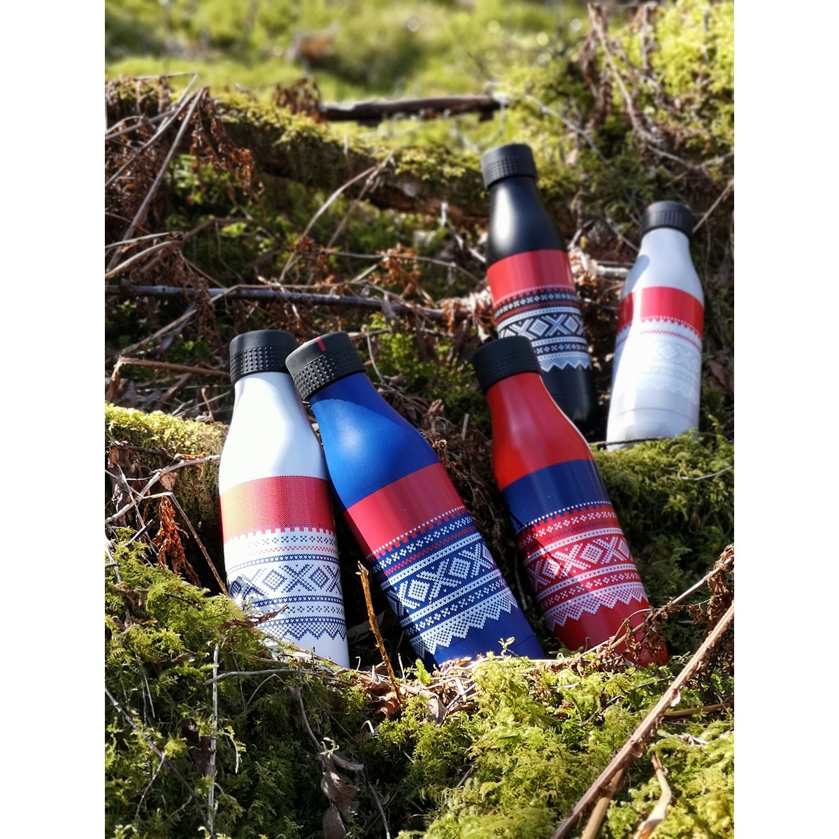 Les Artistes Bottle Up Marius termoflaske 0,5L grå/rød/hvit