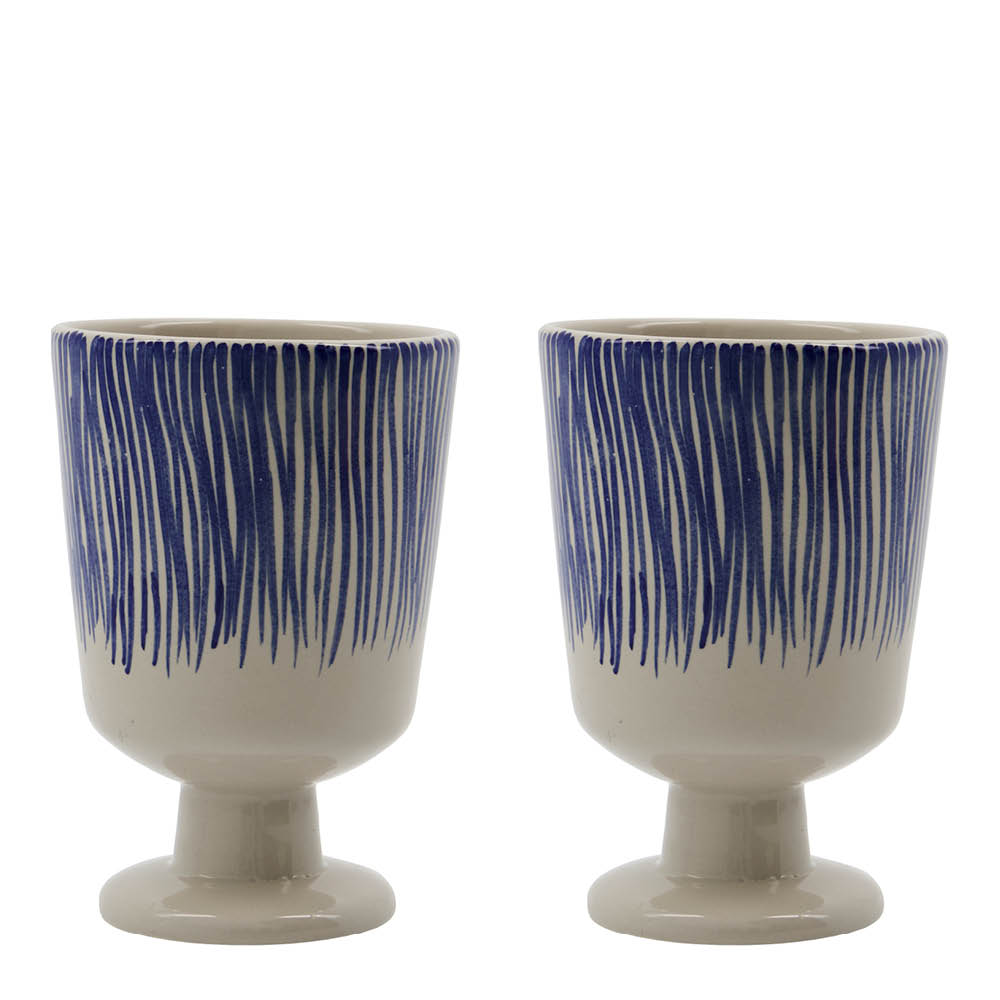 House Doctor Diva mugg med fot 25 cl 2-pack blå/offwhite