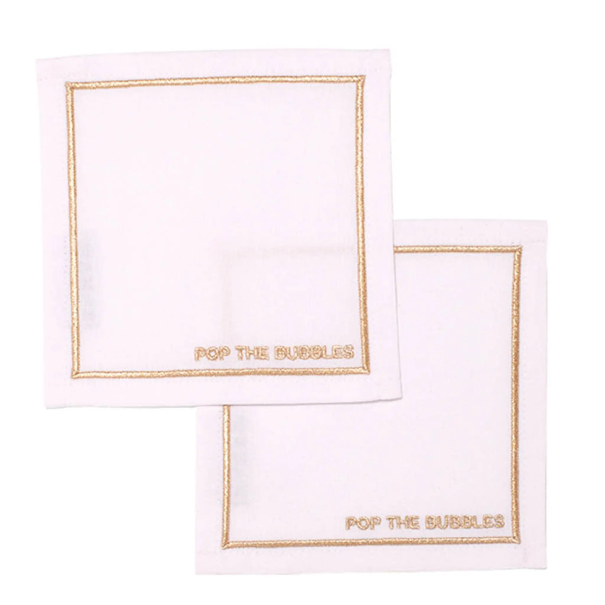 Vondels Cocktail Club glasunderlägg Pop The Bubbles 14x14 cm 2-pack vit