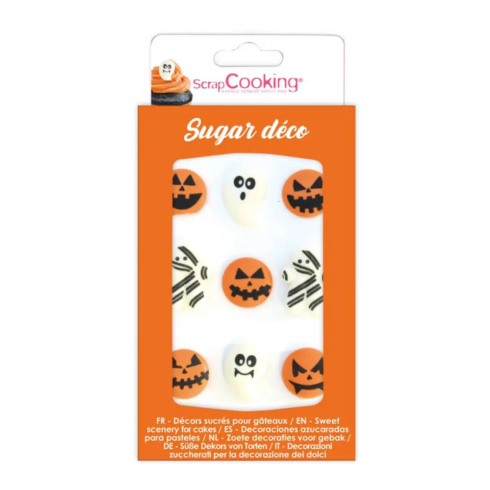 Halloween syötävät kakunkoristeet 9-pack oranssi/valkoinen