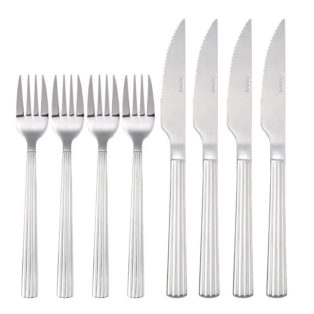 Groovy biffbestikk 8 deler stål