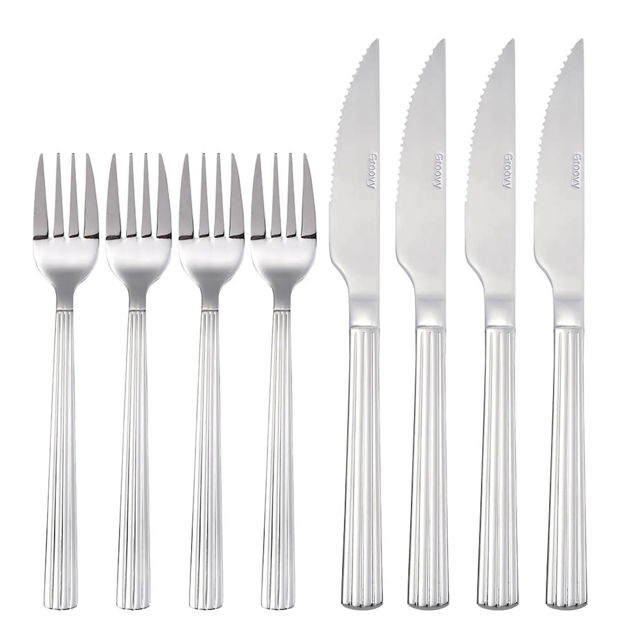 Aida Groovy grillbestick 8 delar stål